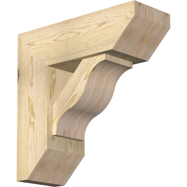 Ekena Millwork Funston Slat Rough Sawn Bracket w/ Offset Brace, Douglas Fir, 8"W x 22"D x 22"H BKT0806X22X22FST06RDF - main